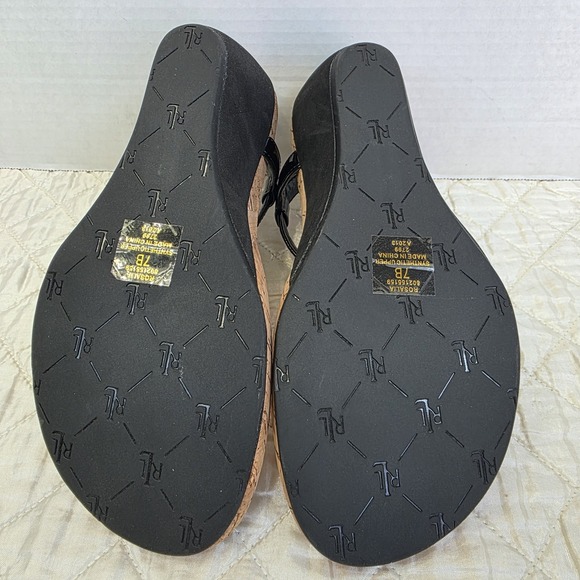 Lauren Ralph Lauren T Strap Sandals Womens 7B Wedge Rosalia Summer Cork - Picture 8 of 11